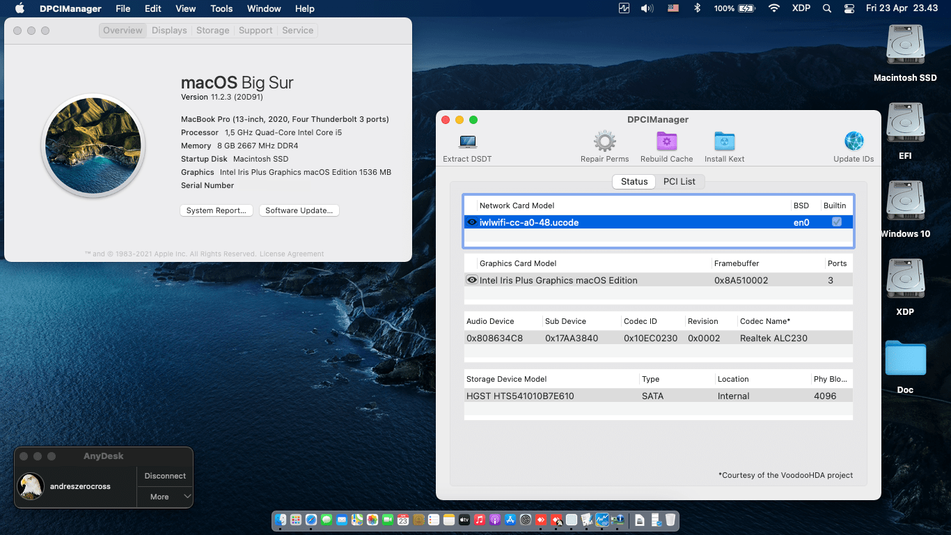 Success Hackintosh macOS Big Sur 11.2.3 Build 20D91 in Lenovo Ideapad S145-14IIL